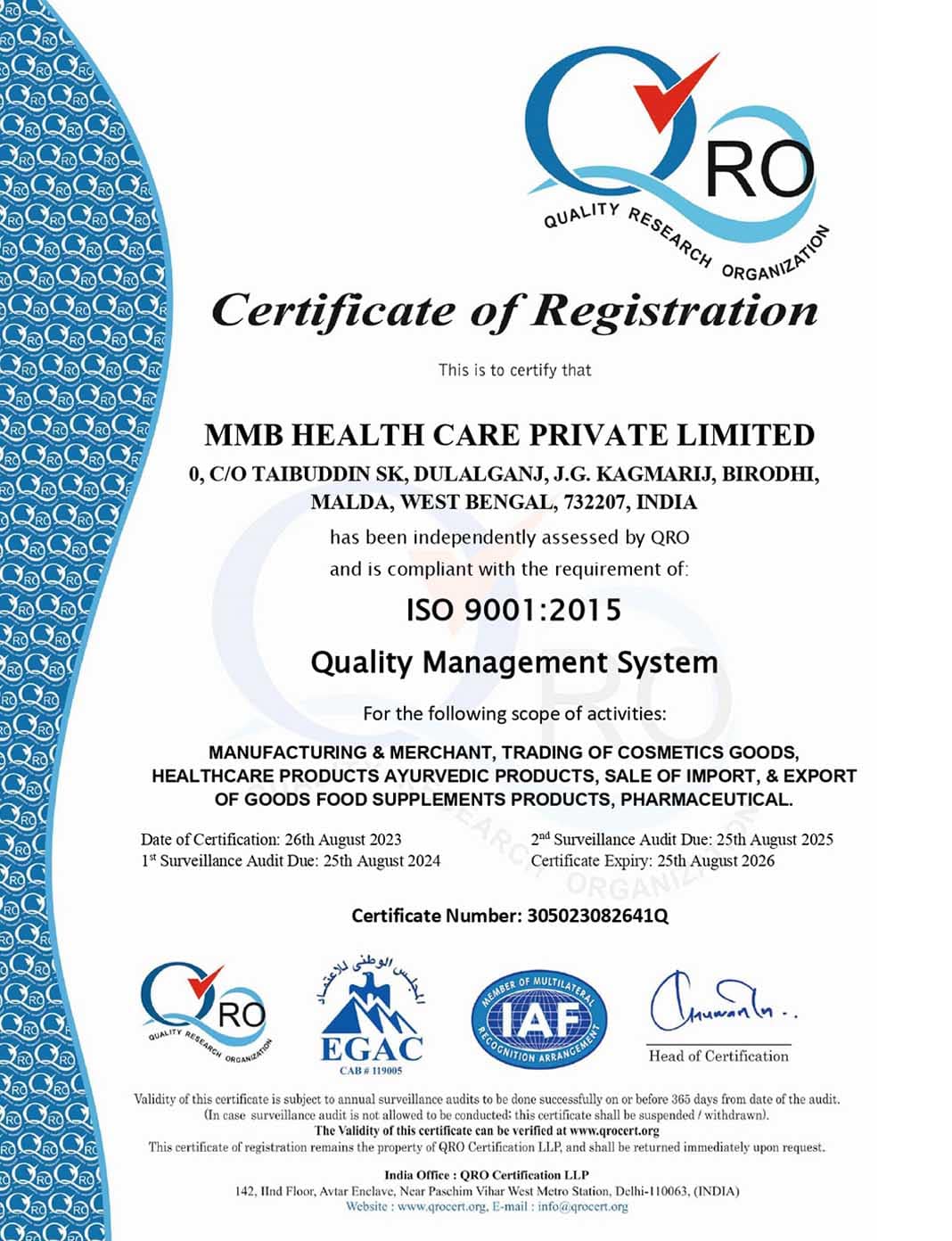 CERTIFICATE OF REGISTRATION